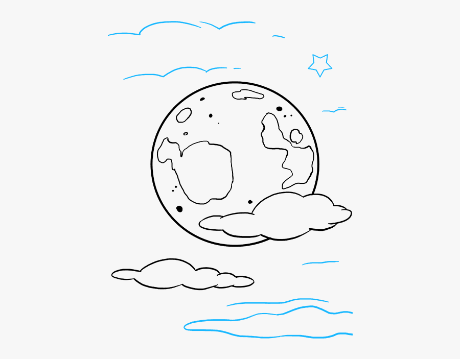Moon Crater Lineart - Easy Drawing Of The Moon, Transparent Clipart
