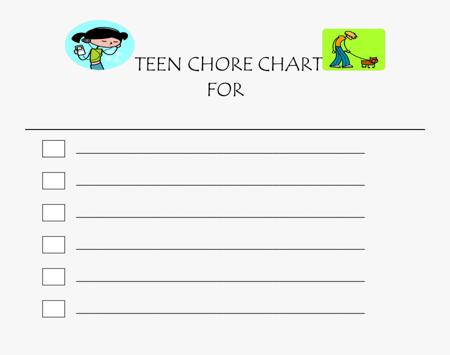 Free Teen Chore Chart Free Adobe Pdf Template Templates - Daily Routines For Kids, Transparent Clipart