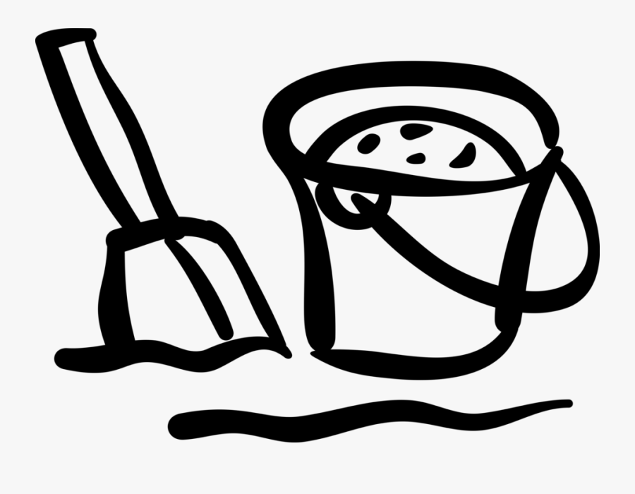 Vector Illustration Of Pail And Shovel Beach Toys For - Eimer Und Schaufel Clipart, Transparent Clipart