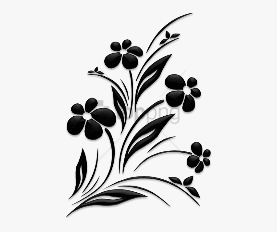 Design Image With Transparent - Transparent Background Black Flowers Png, Transparent Clipart