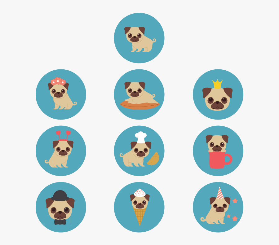 Transparent How To Create Digital Clipart - Cute Pug Icon, Transparent Clipart