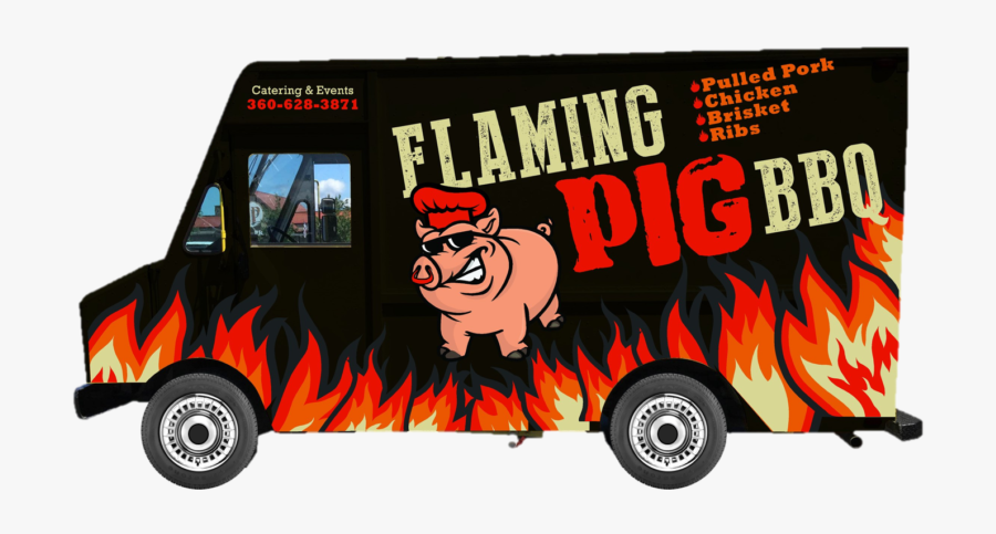 Flaming Pig Bbq Olympia Food Truck, Transparent Clipart