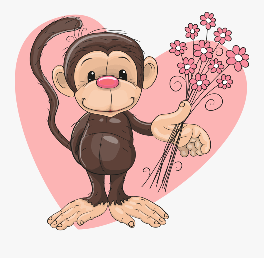 Monkey With Flowers, Transparent Clipart