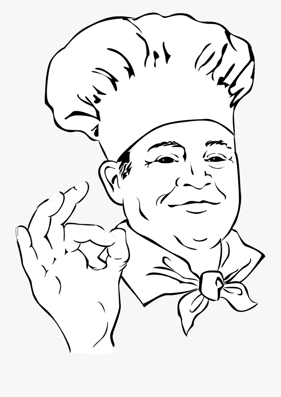8402 Illustration Of A Chef Making An Ok Hand Gesture - Chef With Ok Hand, Transparent Clipart