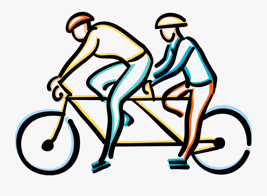 Vector Illustration Of Two Cyclists Riding On Tandem - Tandem Cycle Png, Transparent Clipart