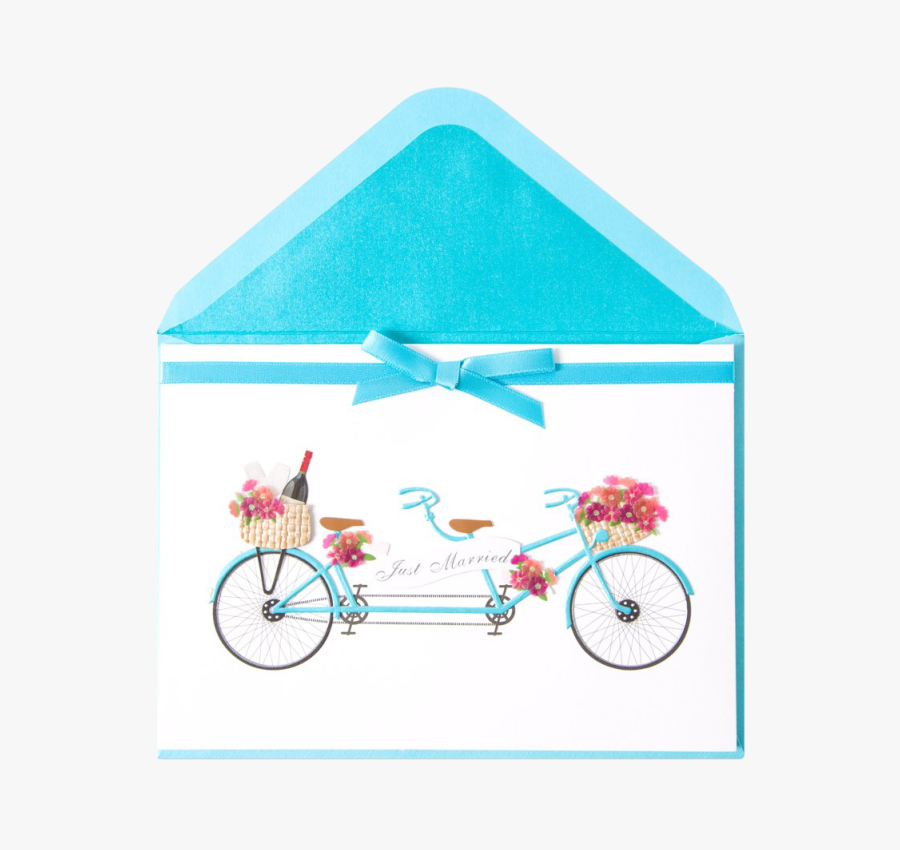 Tandem Bike Wedding Card, Transparent Clipart
