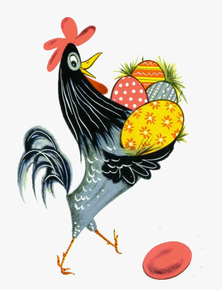 Easter Figurines Rooster Chicken Easter Bunny Happy - Dessin Coq De Paques, Transparent Clipart