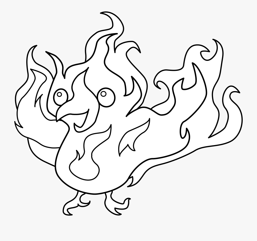 Phoenix Outline Clipart - Drawing, Transparent Clipart