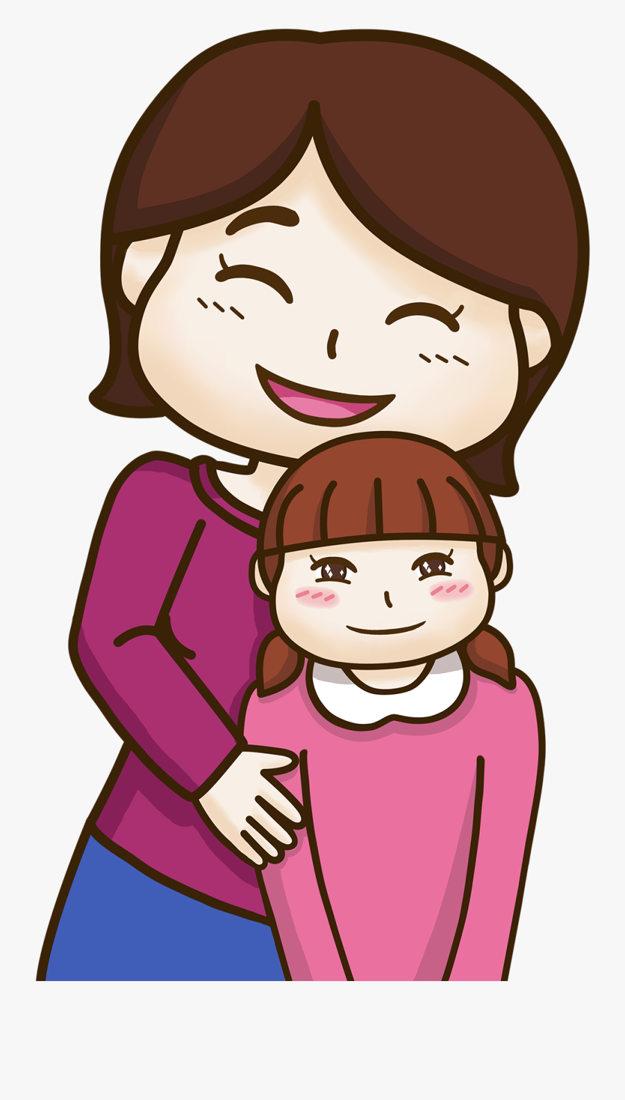 Cuddling Clipart Mother Sister - Cartoon, Transparent Clipart