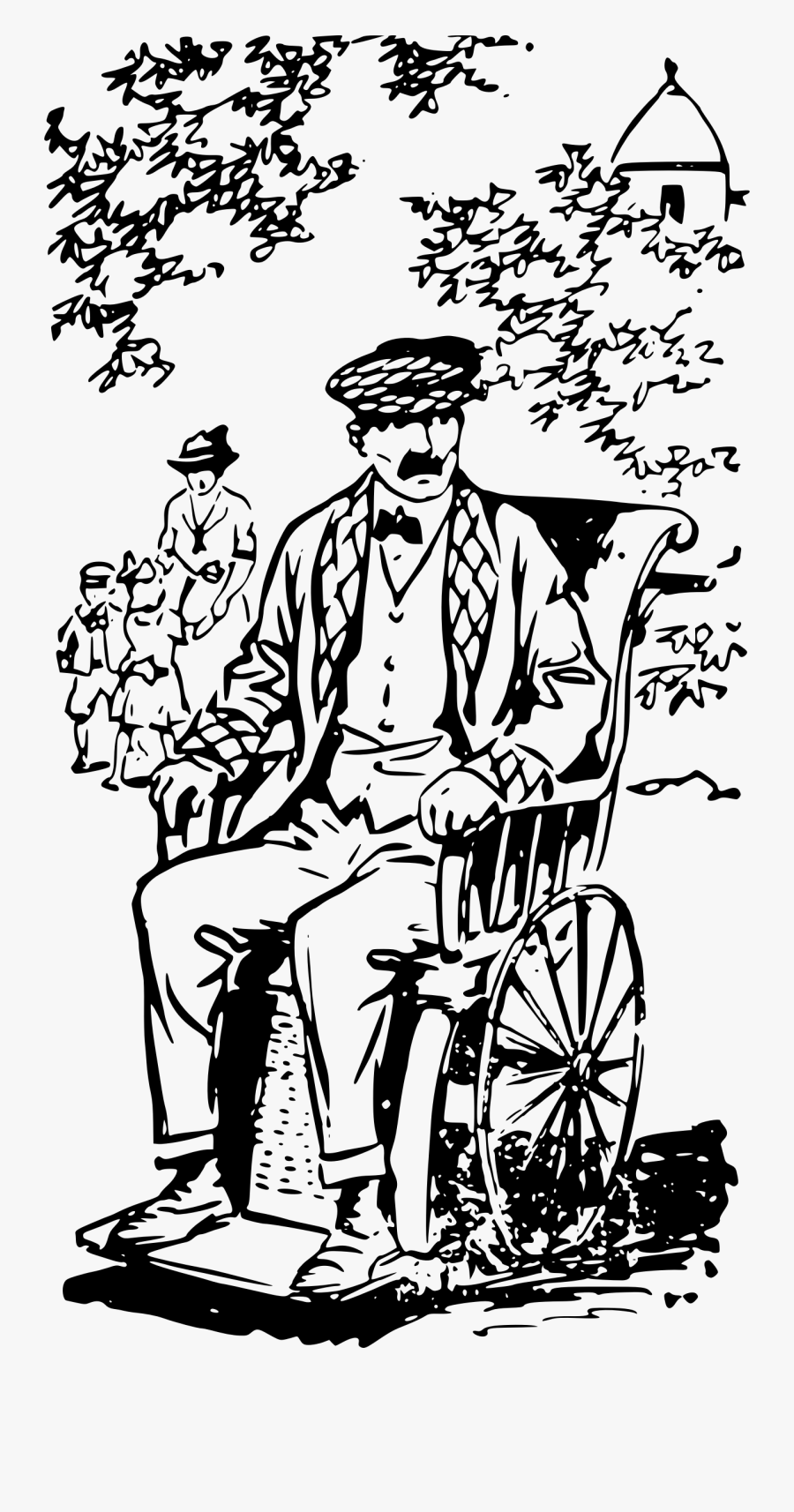 Wheelchair Man - Person In Wheelchair Drawing, Transparent Clipart