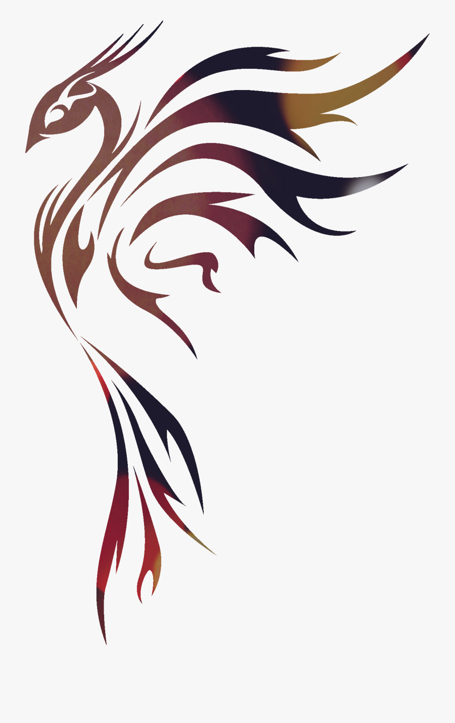 Tribal Bird Gradient Colours - Tribal Phoenix Tattoo Ideas, Transparent Clipart