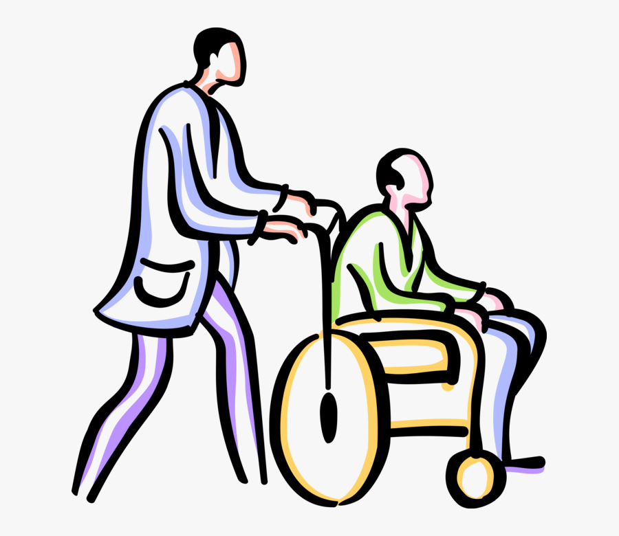 Patient Clipart Wheelchair - Pushing Wheelchair Clipart, Transparent Clipart