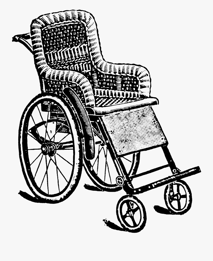 0724 Wheelchair Victorian Era Free Vintage Clip Art - Wheelchair, Transparent Clipart
