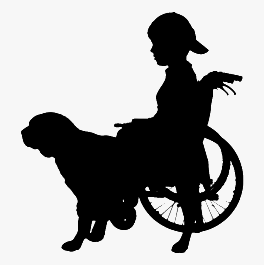 Transparent Wheelchair Clipart Black And White - Girl In Wheelchair Silhouette, Transparent Clipart