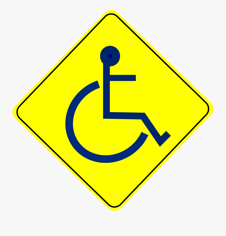 Wheelchair Caution Sign Blue - Wheelchair Caution, Transparent Clipart