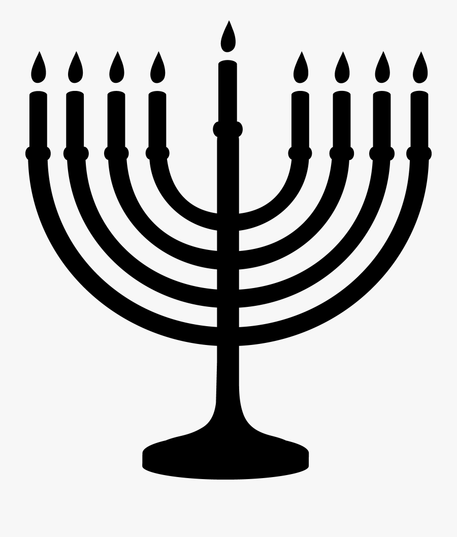 Jewish Minora And Star Of David Clipart - Menorah Silhouette, Transparent Clipart