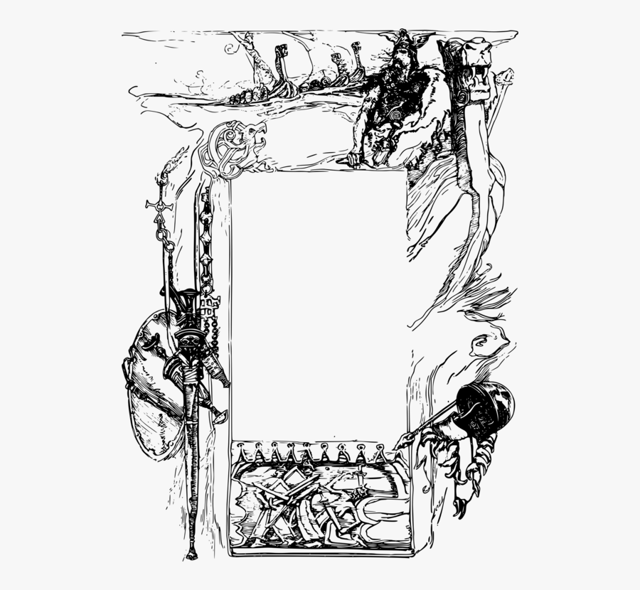 Picture Frame,line Art,art - Viking Frame Png, Transparent Clipart