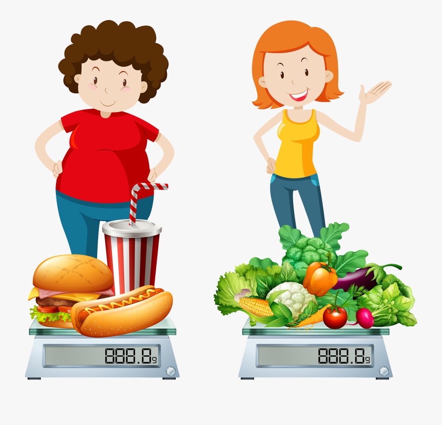 Clip Art Healthy Food Clip Art - Healthy And Unhealthy Person, Transparent Clipart