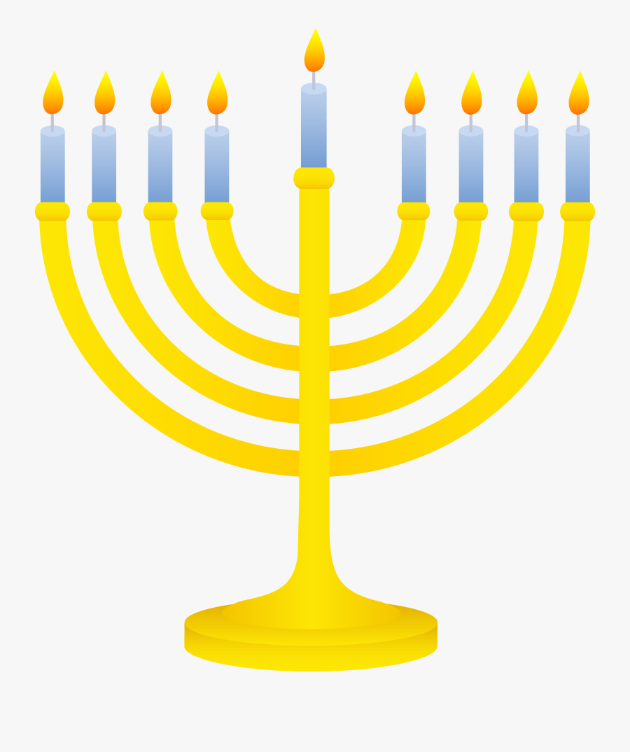 Golden Menorah With Lit Candles - Menorah With Candles, Transparent Clipart