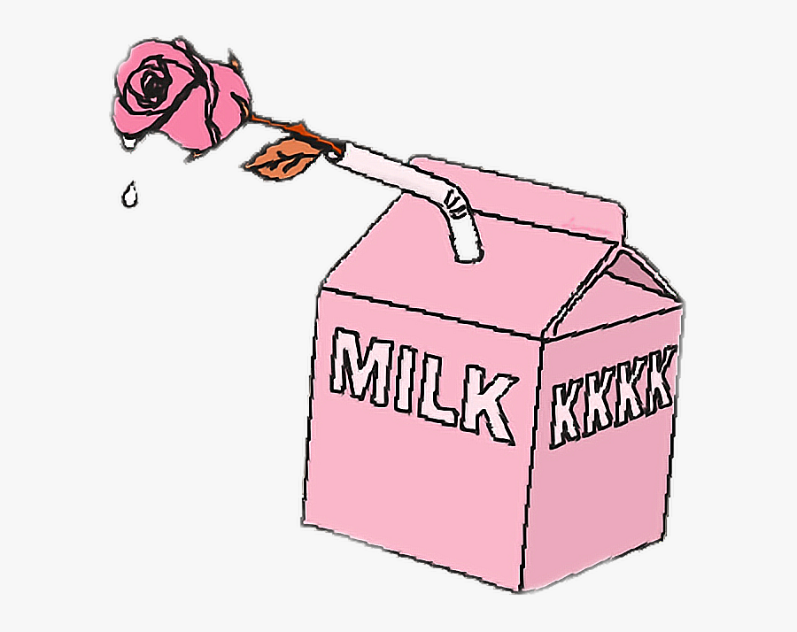 Milk Rose Cigarette Pinkfreetoedit - Aesthetic Milk Carton Png, Transparent Clipart