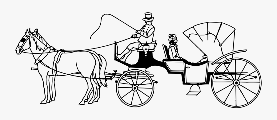 Line Art,chariot,wagon - Horse Cart Line Drawing, Transparent Clipart