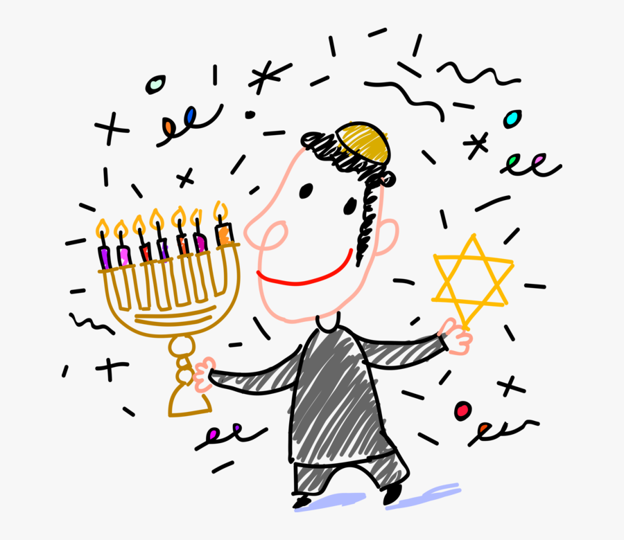 Jewish Boy In Synagogue With Menorah, Transparent Clipart
