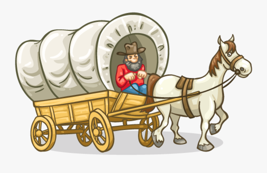 Foraging At Fort Griffin - Clipart Pioneer Covered Wagon, Transparent Clipart