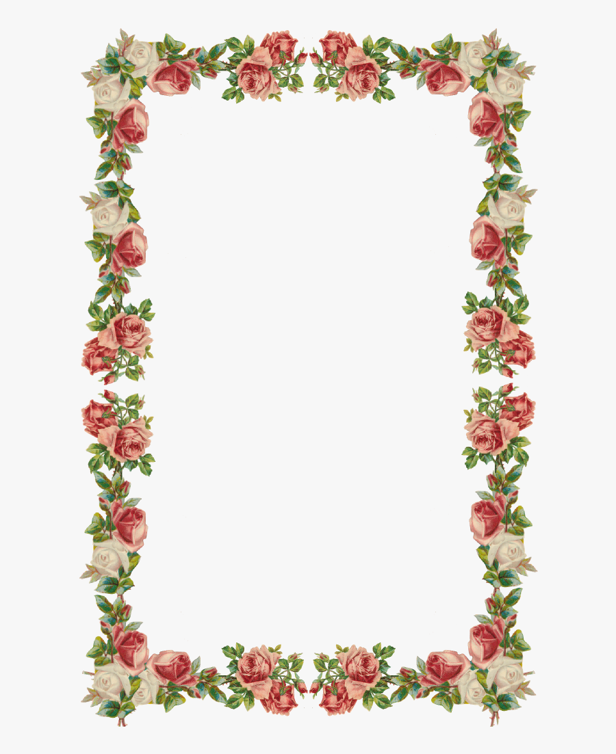 Free Digital Vintage Rose Frame And Border Png - Border Frame Flower Vintage, Transparent Clipart