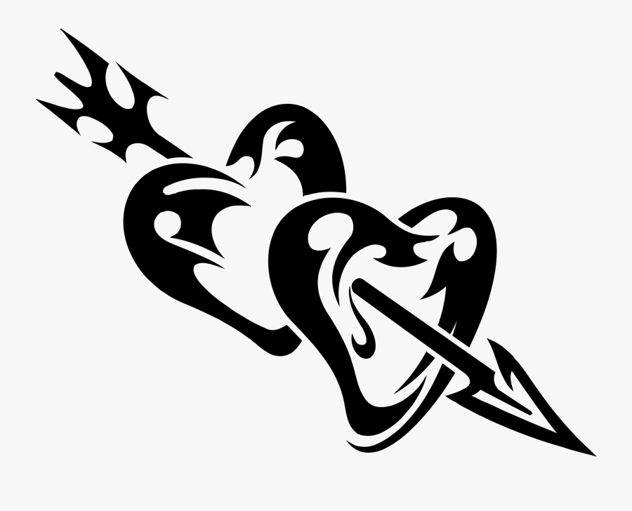 Piercing Two Hearts By - Simple Tattoo Designs To Draw For Men, Transparent Clipart