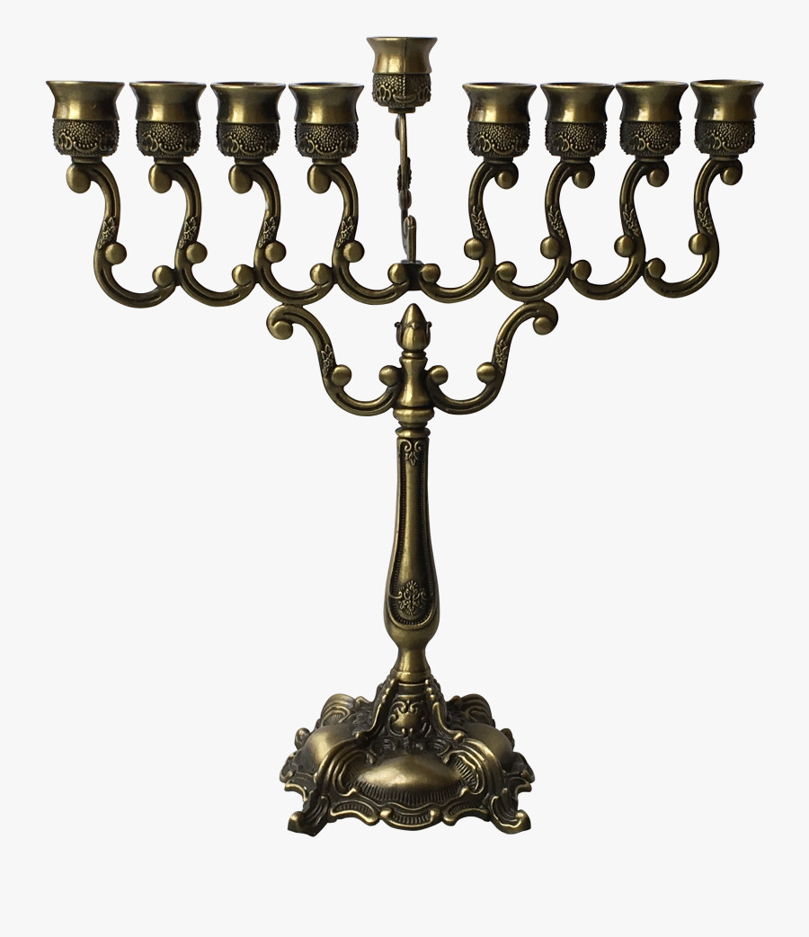 Shabbat Candles Png - Silver Hanukkah Menorah, Transparent Clipart