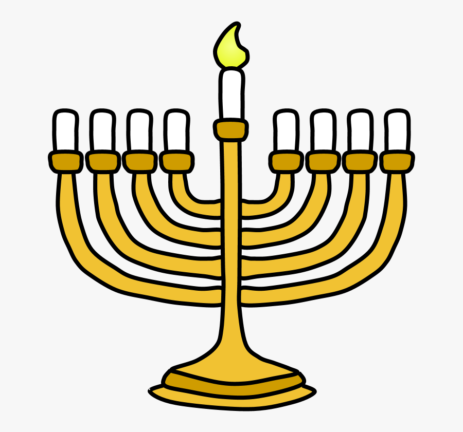 Menorah, Hanukkah, Yellow, Gold, Shamash Candle Lit - Hanukkah, Transparent Clipart