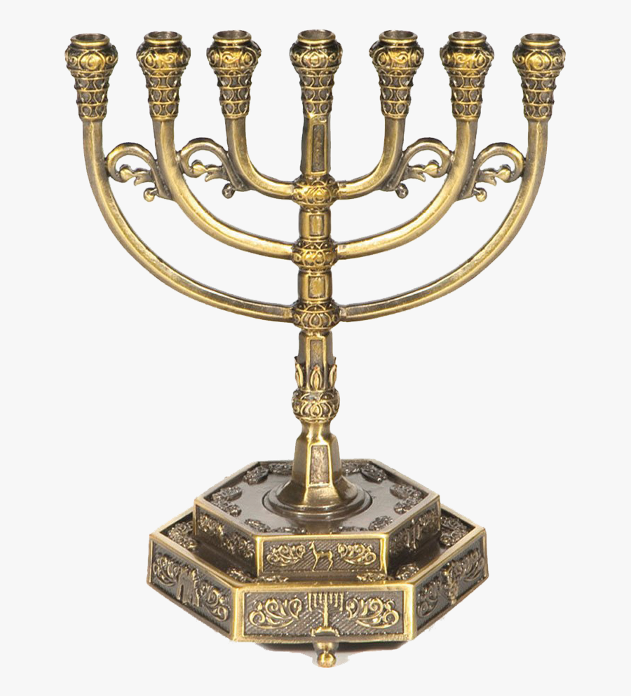 7-branch Brass Menorah, Transparent Clipart