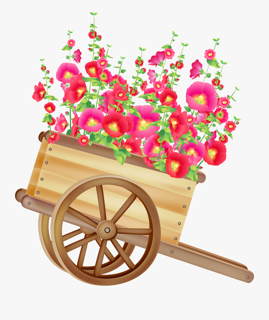 Wheelbarrow With Flowers Png Clipart, Transparent Clipart