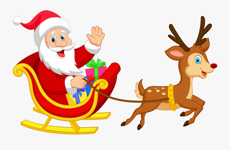 Transparent Santa With Rudolph Png Clipart, Transparent Clipart
