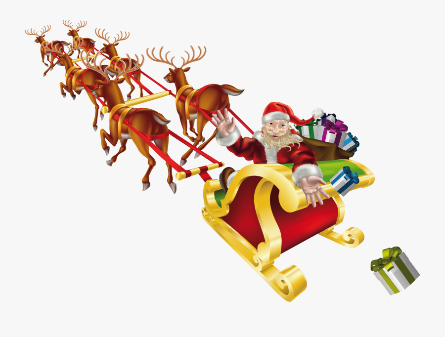 Santa Sleigh Png, Transparent Clipart