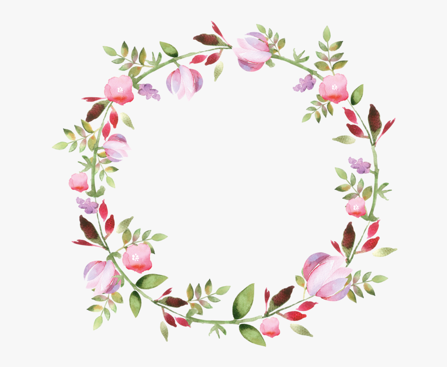 Watercolor Flower Wreath Clipart, Transparent Clipart