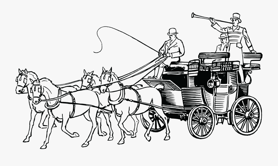 Free Clipart Of A Retro Black And White Horse Drawn, Transparent Clipart