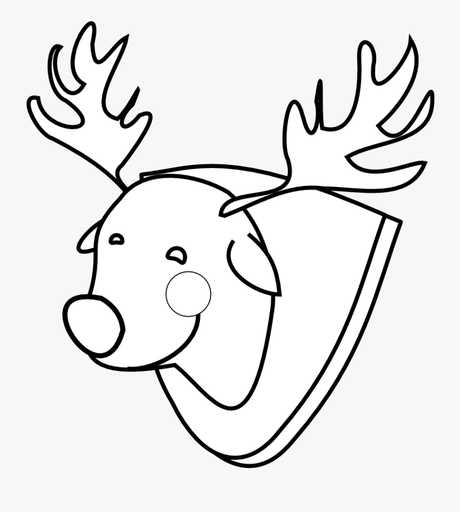 Rudolph Reindeer Raindeer Black White Line 555px, Transparent Clipart