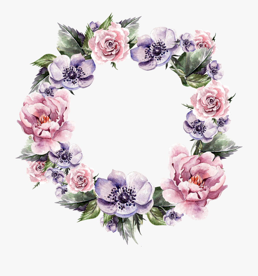 Flower Garland Of Wreath Watercolor Invitation Garlands, Transparent Clipart