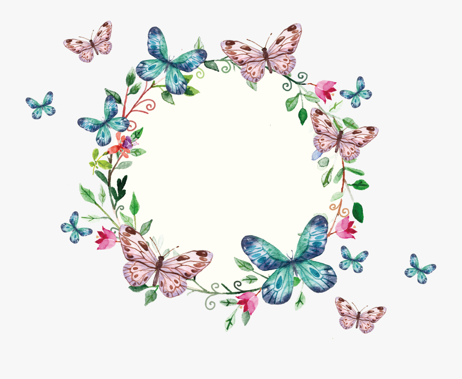 Watercolor Flower Wreath Clipart, Transparent Clipart