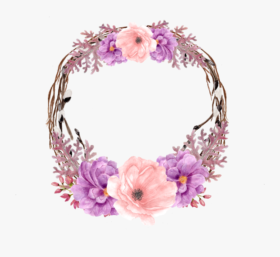 Vector Free Lavender Clipart Decorative Wreath - Floral Wreath Free Clipart, Transparent Clipart