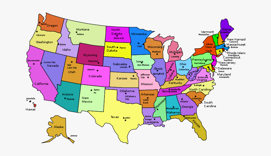 Free Clipart - Us Map With State Names, Transparent Clipart