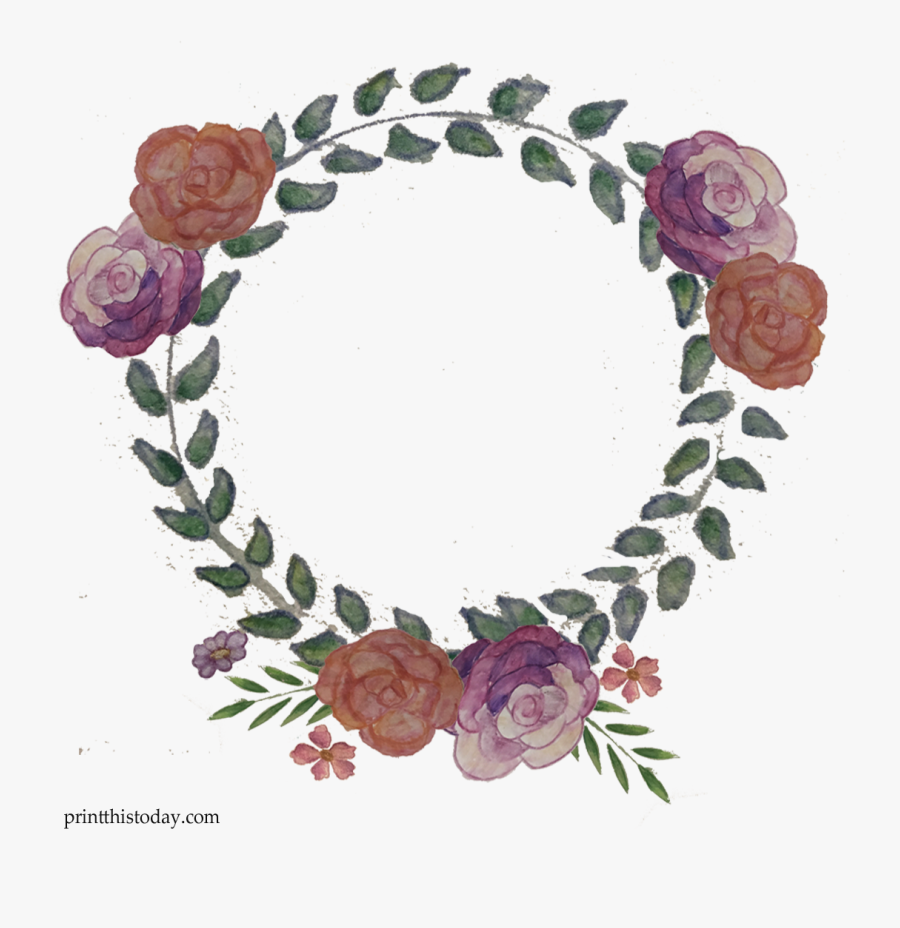 Free Handmade Watercolor Floral Wreath - Garden Roses, Transparent Clipart