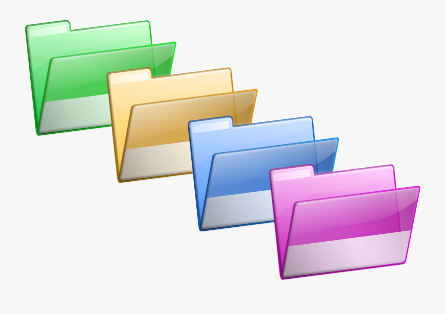 Simple Green Yellow Blue Violet Folders - Folders Png, Transparent Clipart