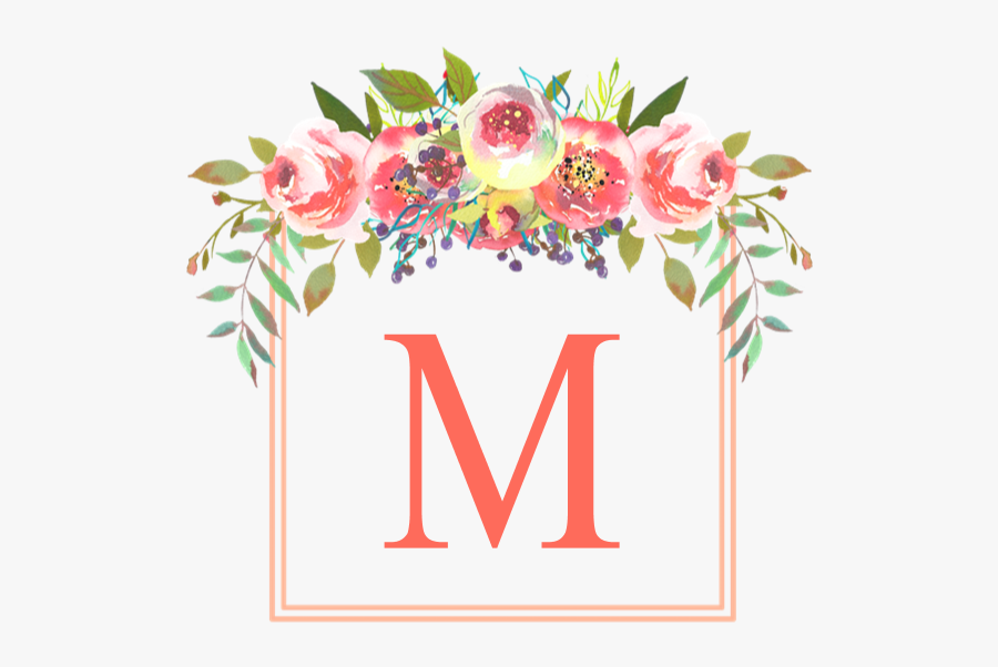Peach Floral Monogram Tile - Peach Floral Shower Curtain, Transparent Clipart