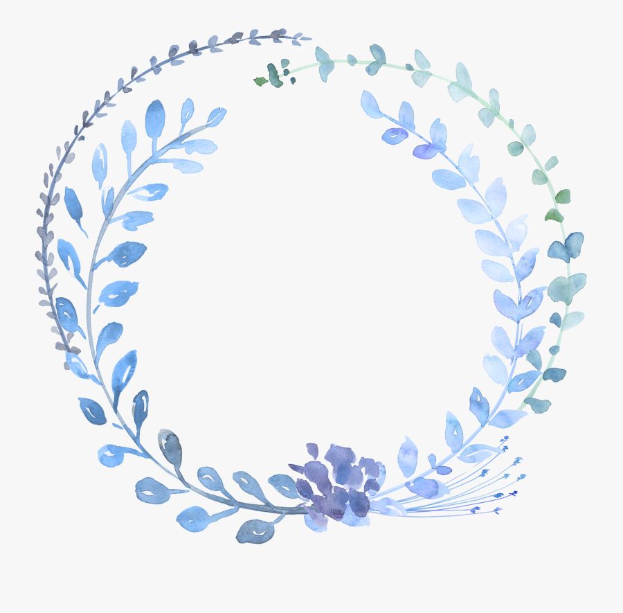 Blue Garland Wreath Watercolour Watercolor Flowers - Circle Of Flowers Drawing, Transparent Clipart