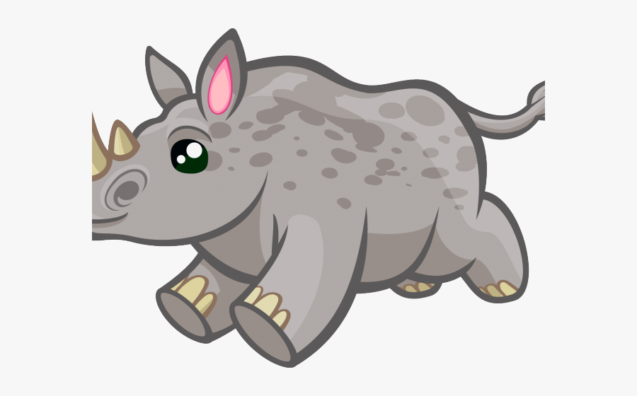 Rhino Animal Cliparts - Rhinoceros Cartoon Drawing, Transparent Clipart