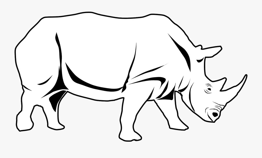 File - Rhino - Svg - Outline Picture Of Rhino, Transparent Clipart