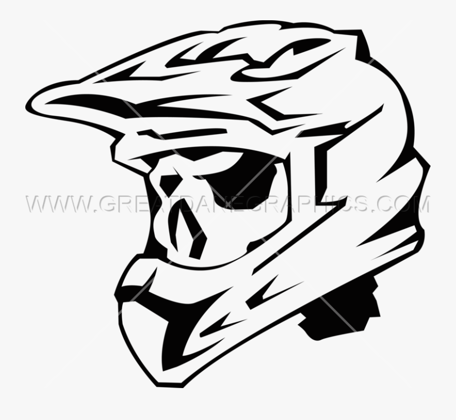 Skeleton Motocross Production Ready - Dirt Bike Helmet Drawing, Transparent Clipart