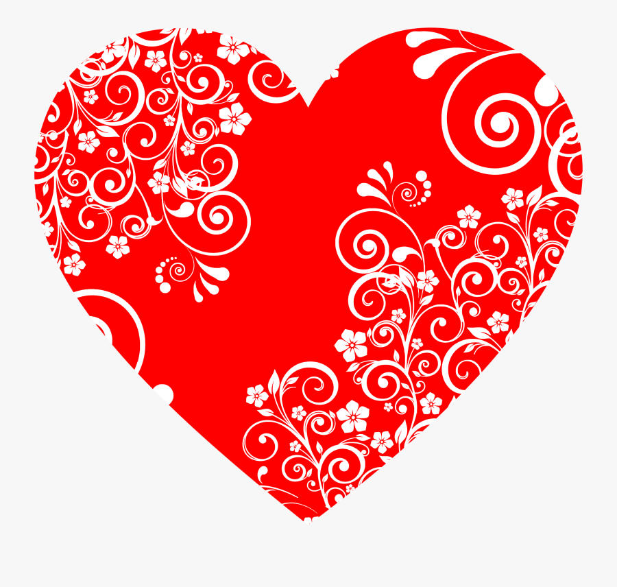 Heart Valentine Cliparts - Floral Heart Clipart Black White, Transparent Clipart